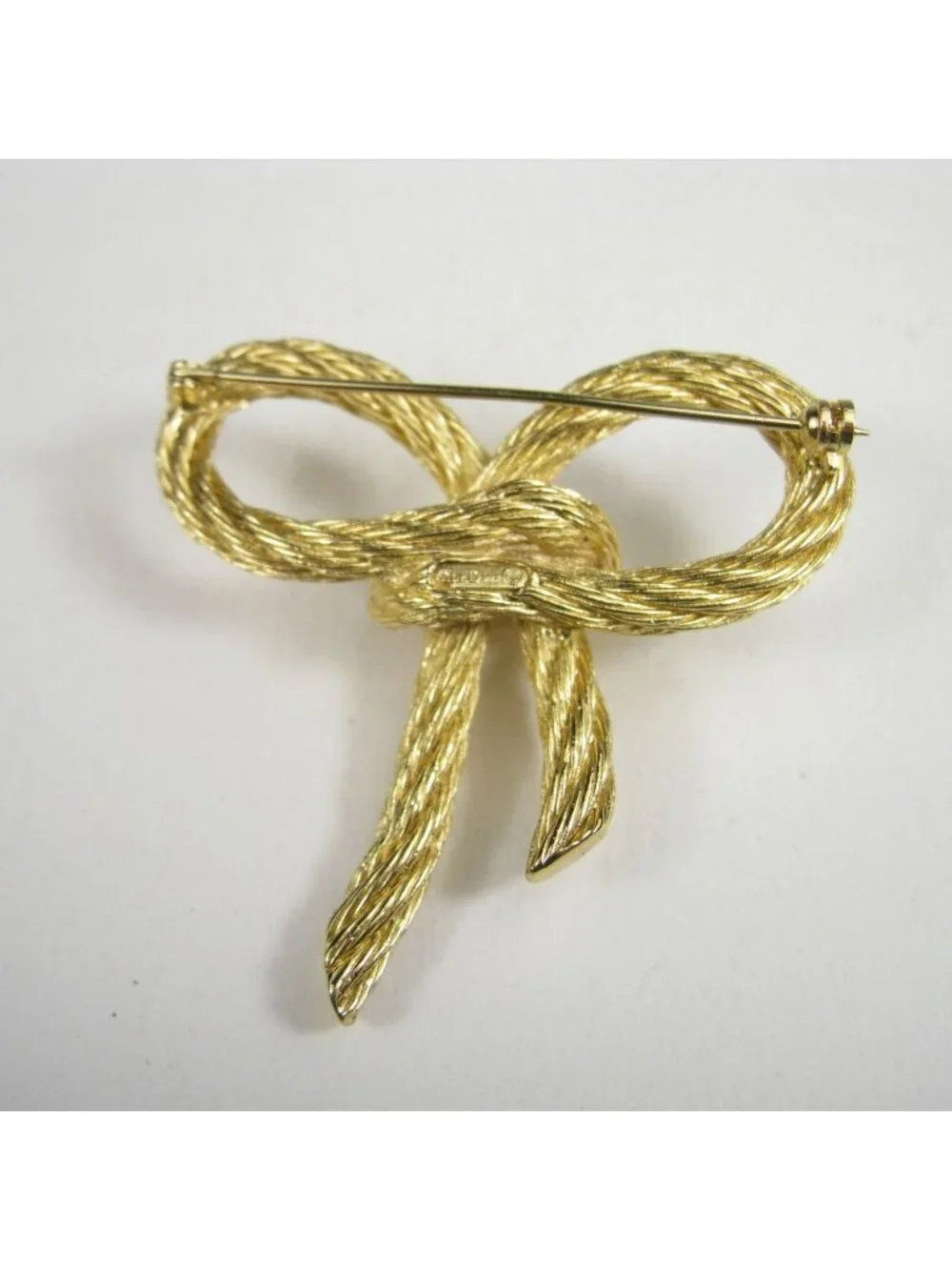 Christian Dior 1980s Vintage Gold Twist Rope Bow Brooch Pin Large Couture Runway